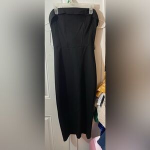 FASHION NOVA BLACK STRAPLESS MIDI DRESS